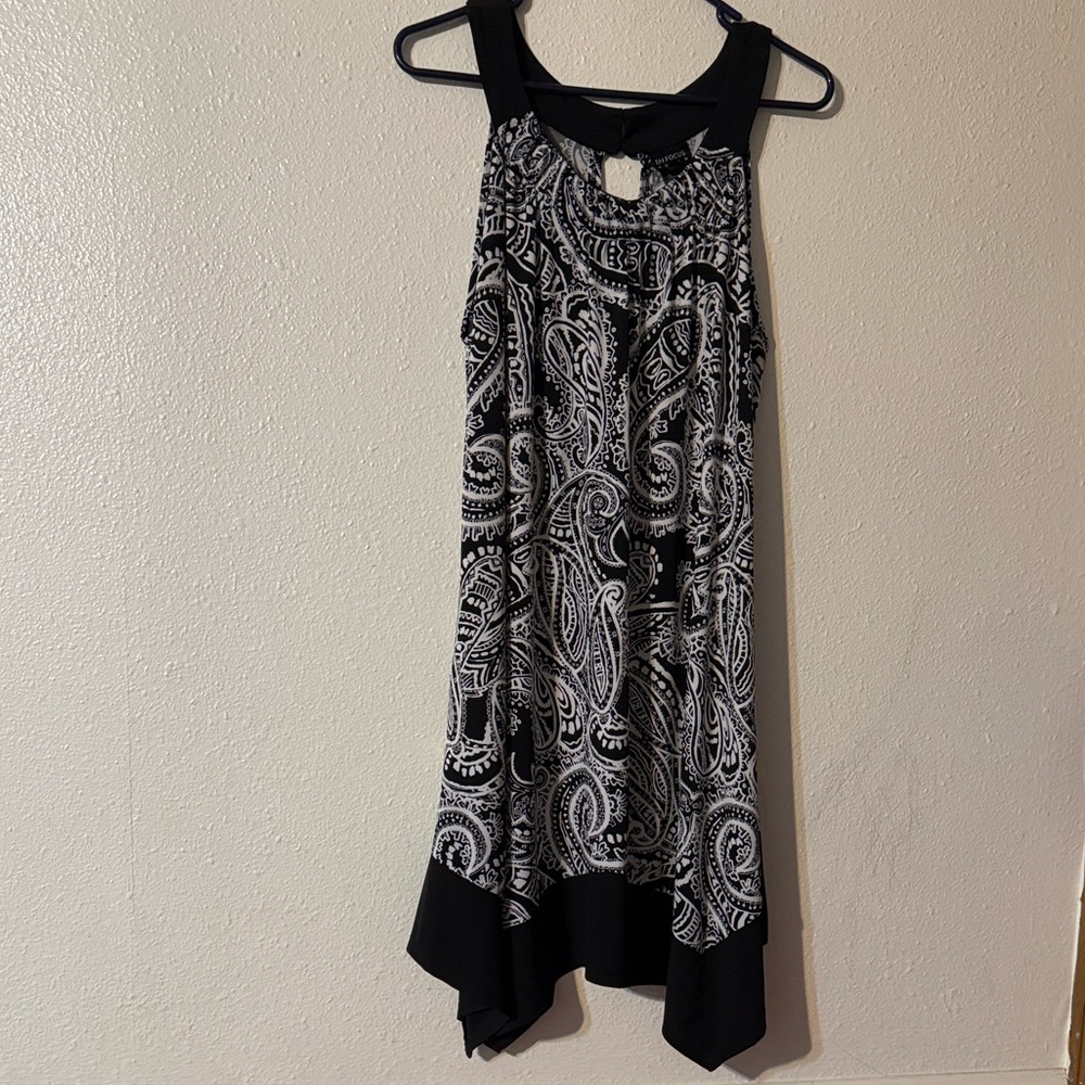 Enfocus Studio Black and White Paisley High Low Dress